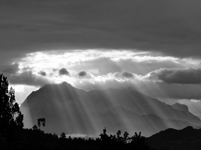 sun rays on a mountain