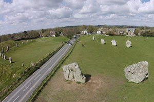 Aerial image of the Neolithic stone circle of Avebury (shutterstock, A G Baxter)